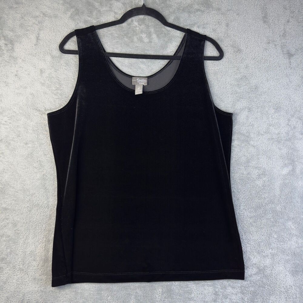 Chico's Tank Top Women's 2 Black Velvet Travelers Collection Sleeveless Stretch